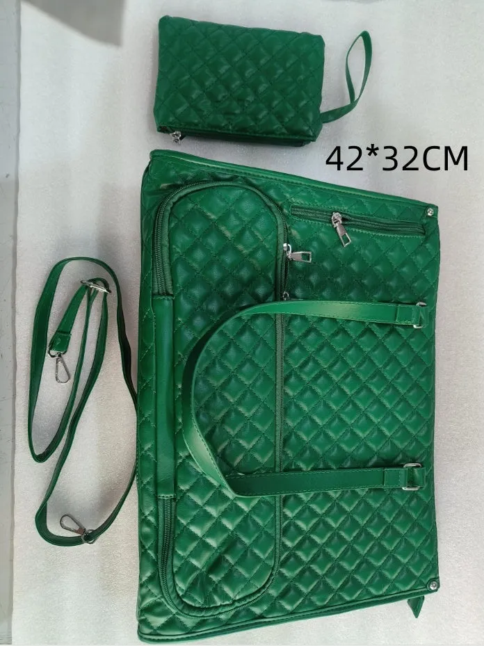 Quilted lunch tote bag for women with thermal insulation, laptop compartment, matching wallet, in black, front view