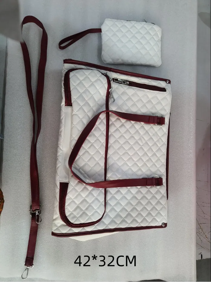 Quilted lunch tote bag for women with thermal insulation, laptop compartment, matching wallet, in black, front view