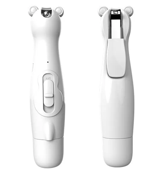 Green electric baby nail clippers with 6 grinding heads and USB charging cable