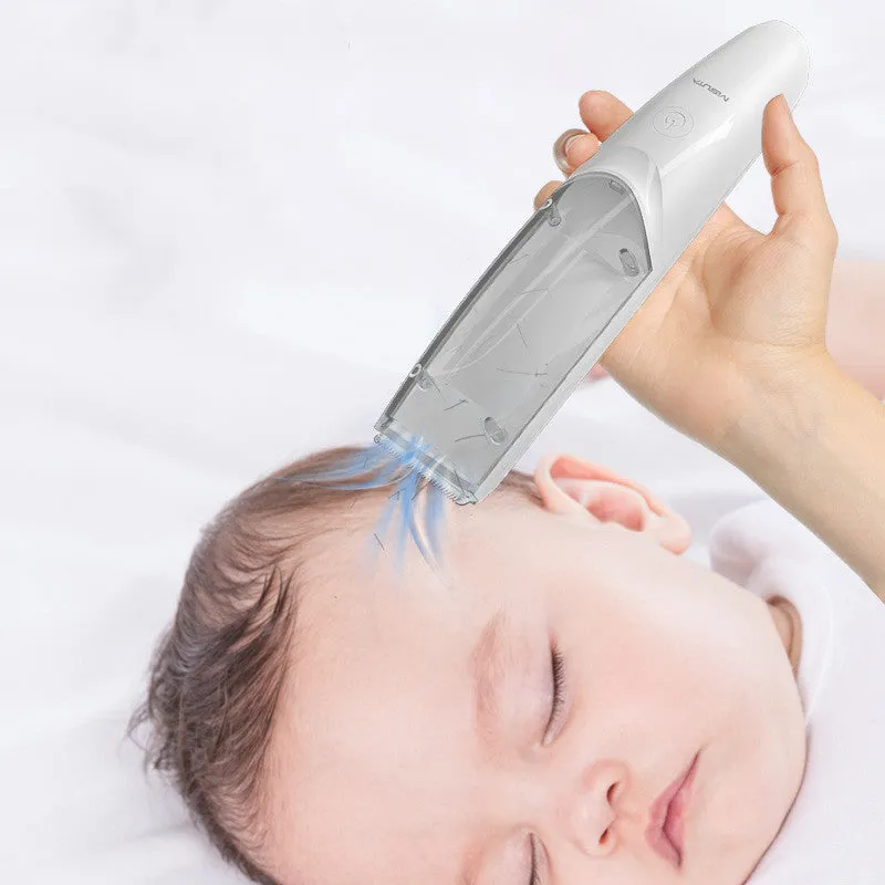 Baby suction electric hair clipper with ceramic blade in green, rechargeable and water washable