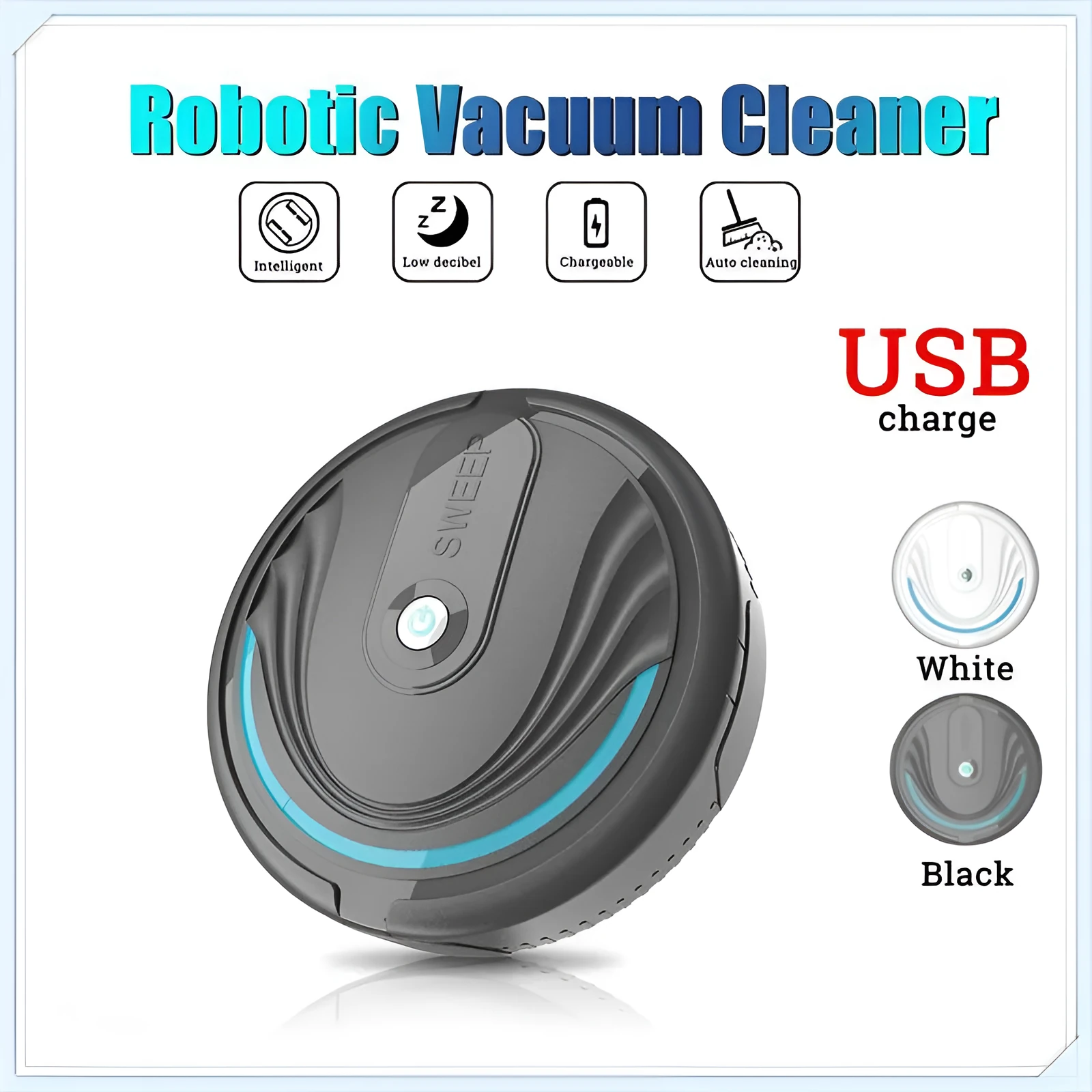 Auto sweeping vacuum robot cleaner with remote control, 23cm diameter, 6.5cm height, environmental plastic body