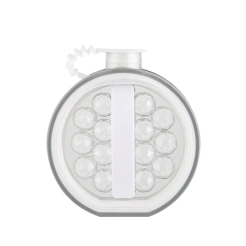 Blue 800ml portable creative ice bottle with handle and lid on a light background