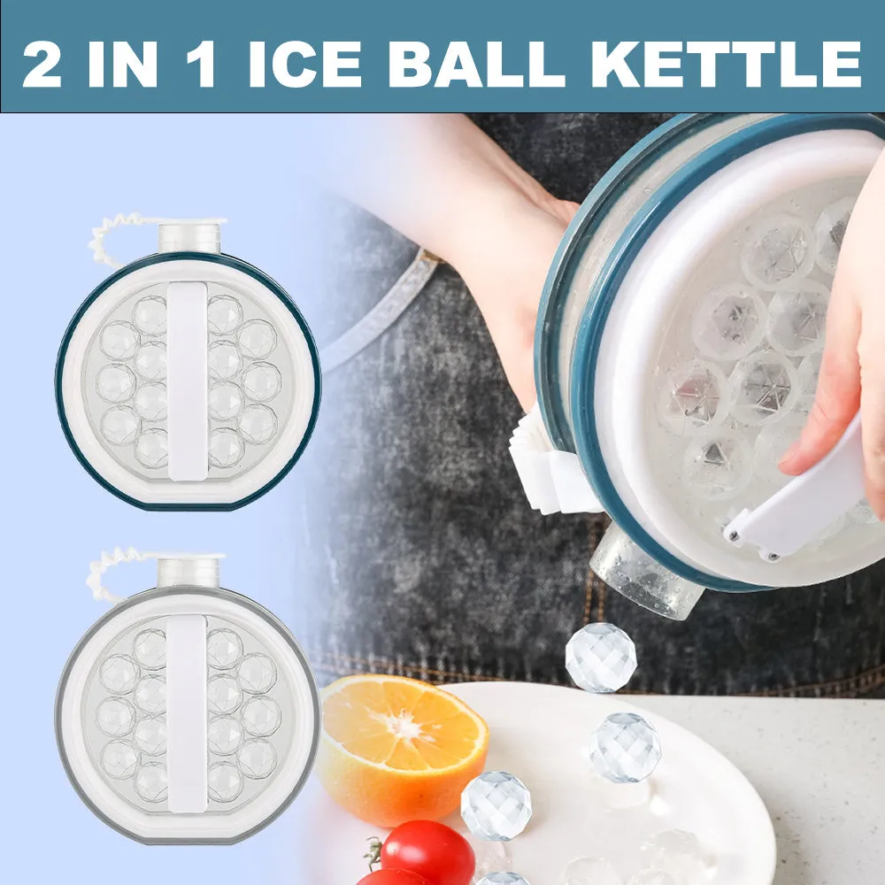 Blue 800ml portable creative ice bottle with handle and lid on a light background