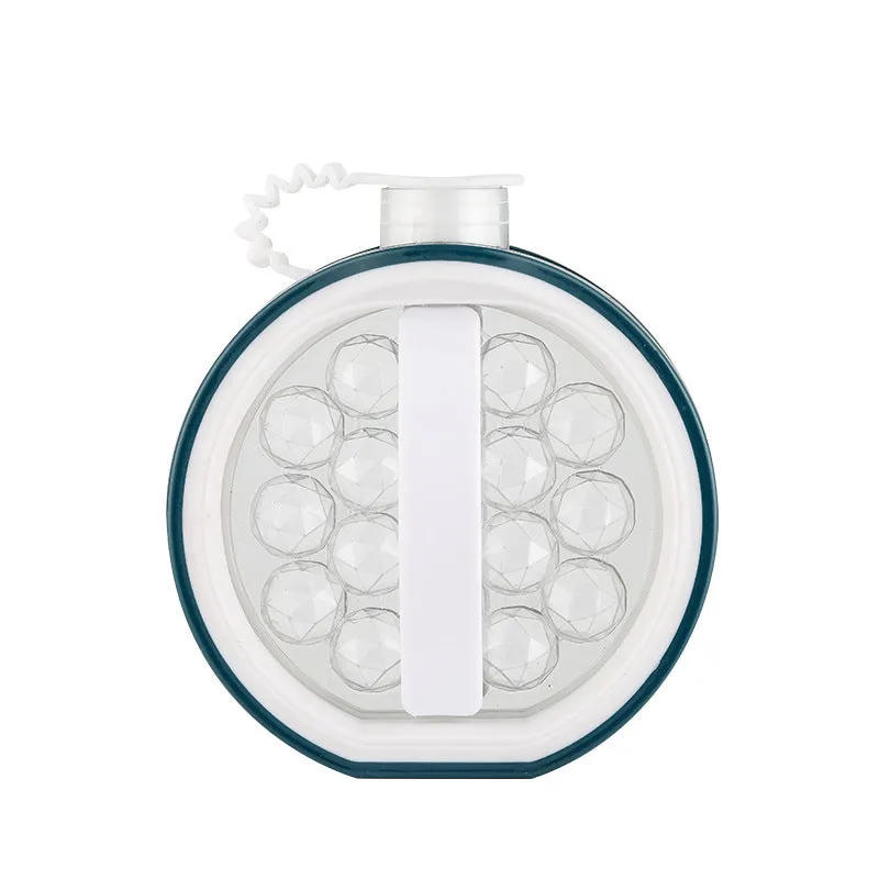 Blue 800ml portable creative ice bottle with handle and lid on a light background