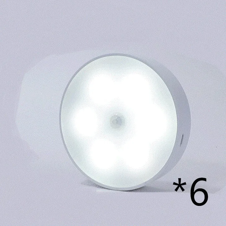 Round USB rechargeable motion sensor light with PIR sensor, 86mm diameter, ABS plastic body, LED puck light for kitchen cabinets