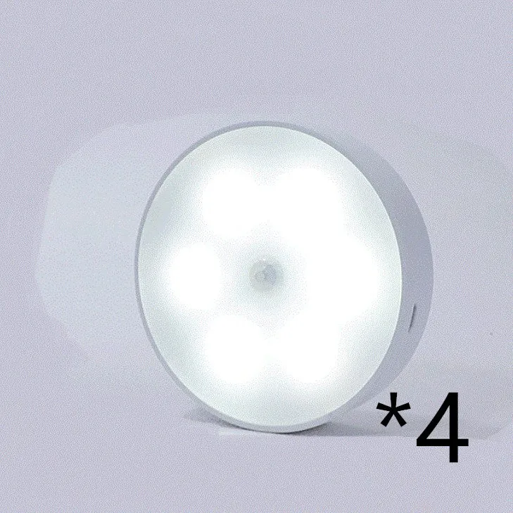 Round USB rechargeable motion sensor light with PIR sensor, 86mm diameter, ABS plastic body, LED puck light for kitchen cabinets