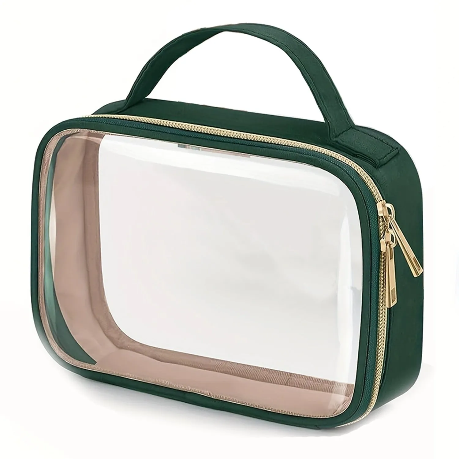 Transparent PVC makeup wash bag with detachable chain for lipstick storage in multiple colours