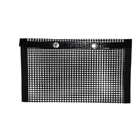 Reusable non-stick BBQ grill mesh bag on a grill with food, heat-resistant and food-safe