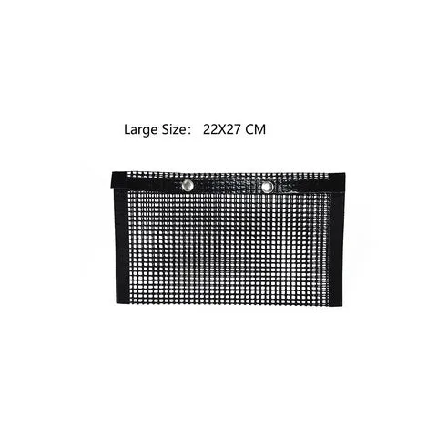 Reusable non-stick BBQ grill mesh bag on a grill with food, heat-resistant and food-safe