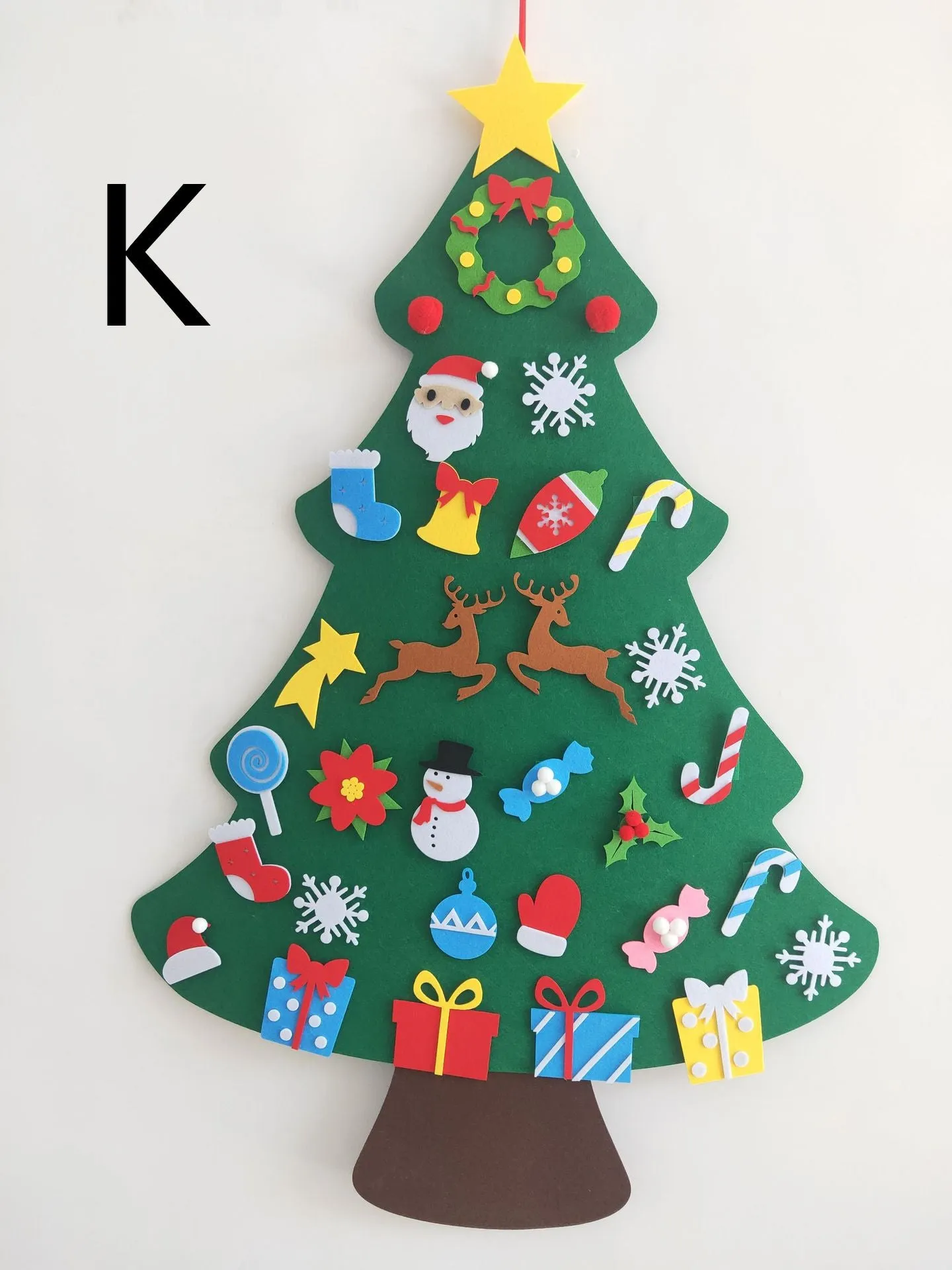 DIY felt Christmas tree multi-layer 3D design 98x70cm with 32 decorations snowflakes Santa reindeer