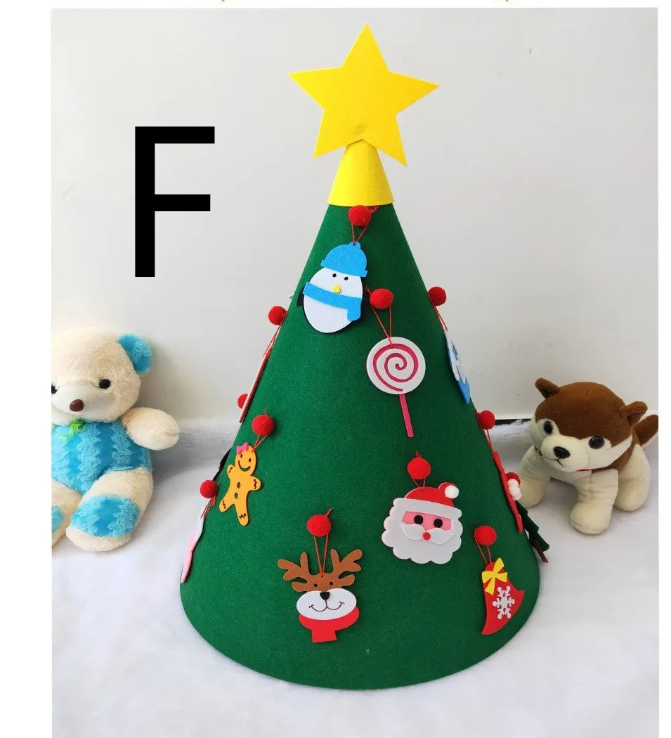 DIY felt Christmas tree multi-layer 3D design 98x70cm with 32 decorations snowflakes Santa reindeer