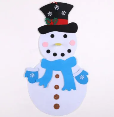 DIY felt Christmas tree multi-layer 3D design 98x70cm with 32 decorations snowflakes Santa reindeer