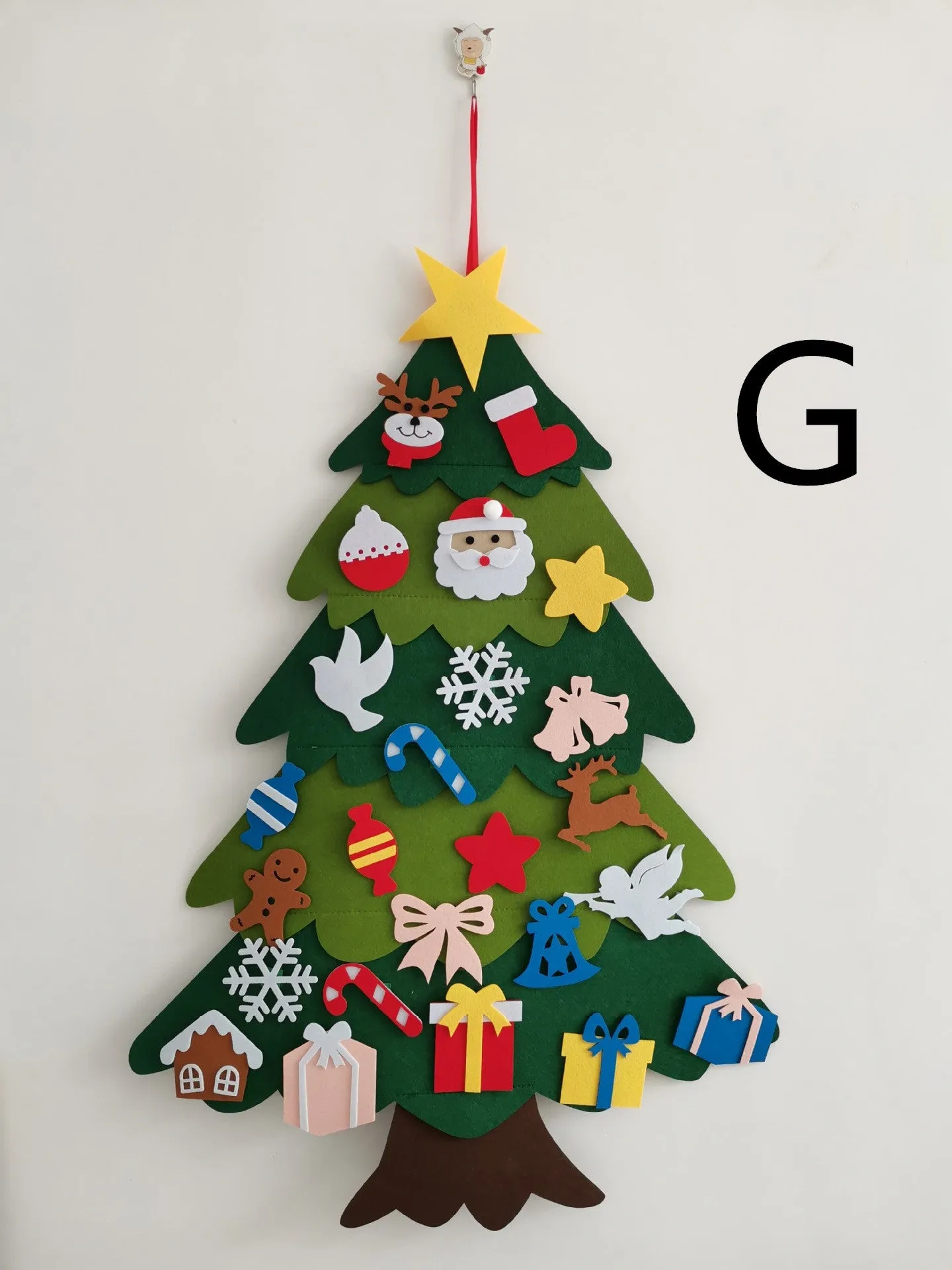 DIY felt Christmas tree multi-layer 3D design 98x70cm with 32 decorations snowflakes Santa reindeer