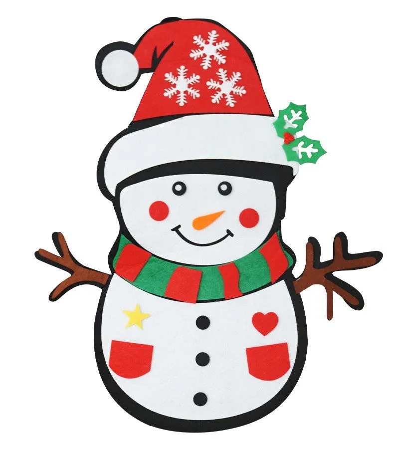 DIY felt Christmas tree multi-layer 3D design 98x70cm with 32 decorations snowflakes Santa reindeer