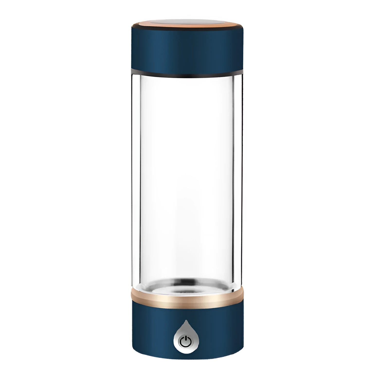 380ml portable hydrogen water ionizer bottle in black with high borosilicate glass body and 22cm height