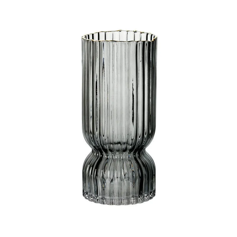 Handmade glass vase with electroplated finish and gold rim in chrysanthemum colour, two sizes available