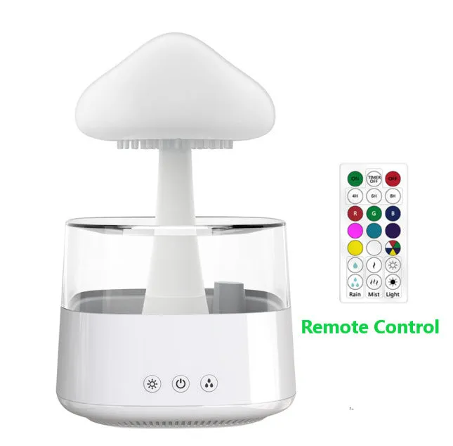 Ultrasonic atomising humidifier wood grain finish cloud and rain mist seven colour light USB power 0.5L tank