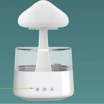 Ultrasonic atomising humidifier wood grain finish cloud and rain mist seven colour light USB power 0.5L tank
