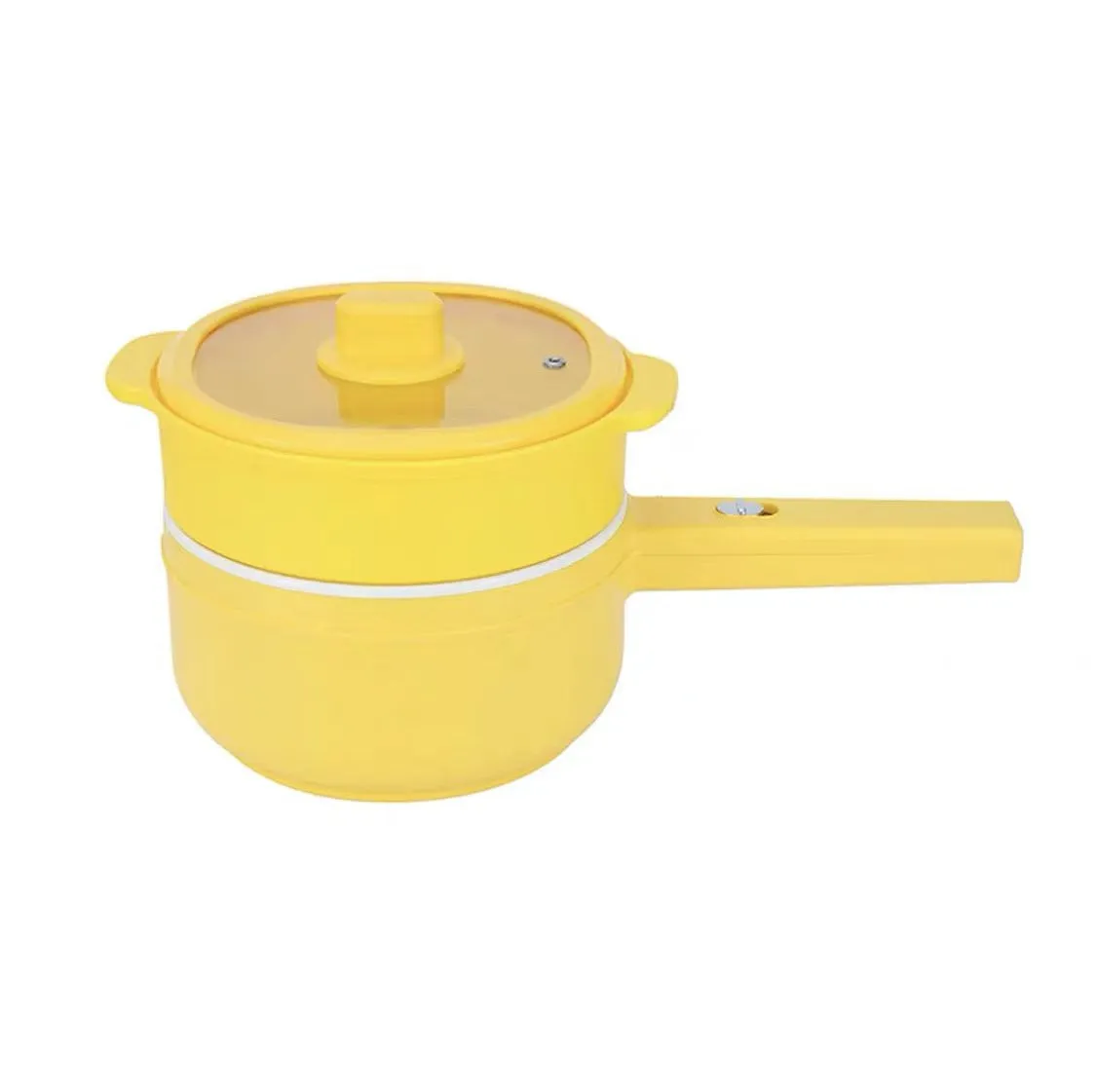 20cm multifunctional electric cooker with non-stick pot, plastic body, and glass lid on a table