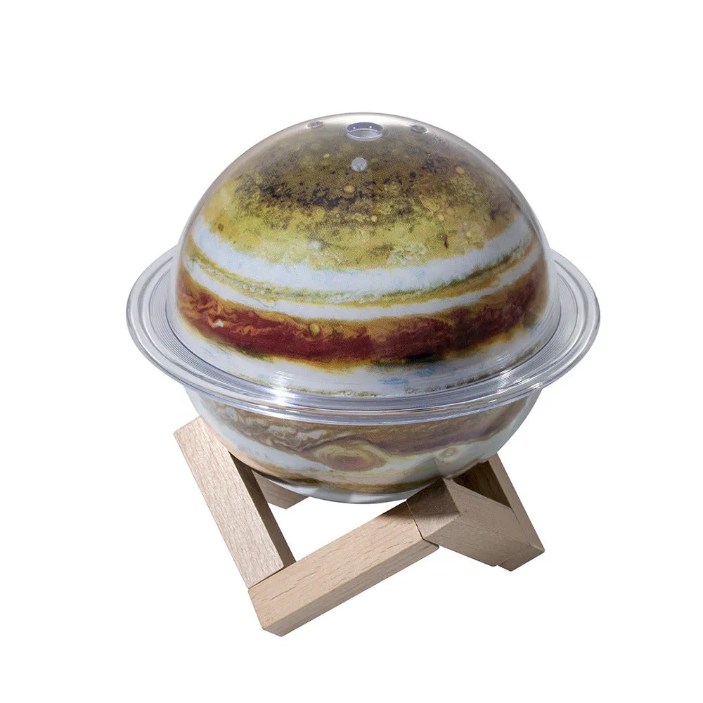 Moon-shaped projection lamp humidifier with 3 LED colours and 250ml tank on desk