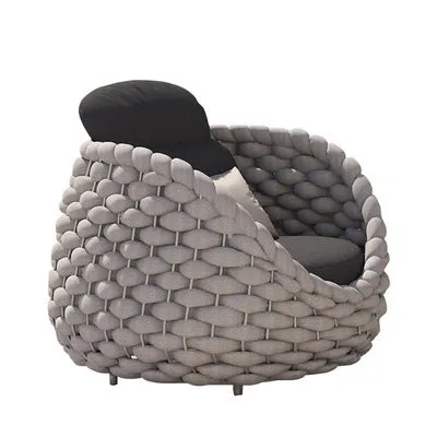 Outdoor patio lounge sofa coffee table set with PE rattan finish, alloy frame, and high-density sponge cushions