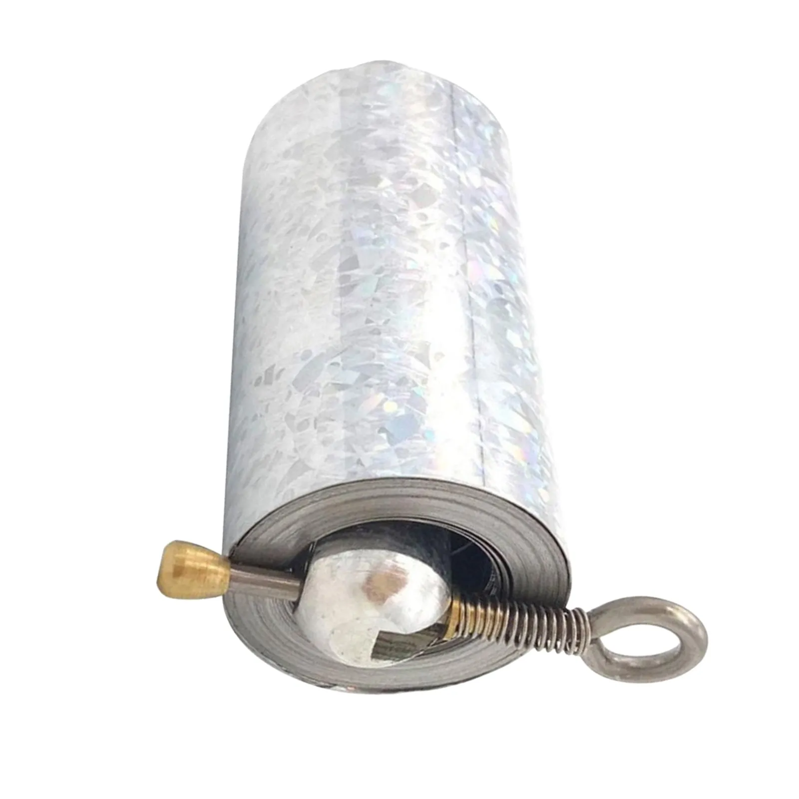 Metal telescopic magic wand in silver finish extended to full length on a dark background