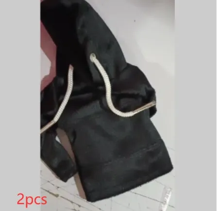 Universal pure cotton gear knob cover in hoodie style with adjustable cord in black colour