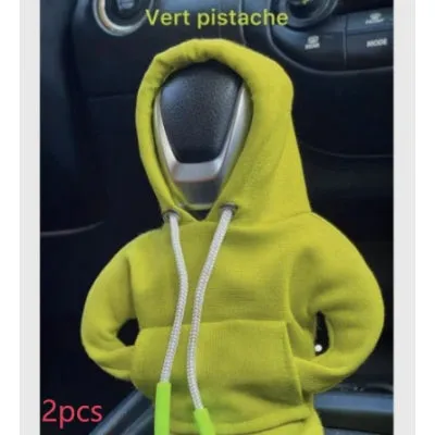 Universal pure cotton gear knob cover in hoodie style with adjustable cord in black colour