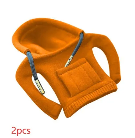 Universal pure cotton gear knob cover in hoodie style with adjustable cord in black colour