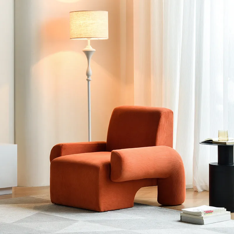 Nordic single sofa chair with black and off-white teddy fabric upholstery, solid wood frame, dimensions 90x87x75cm