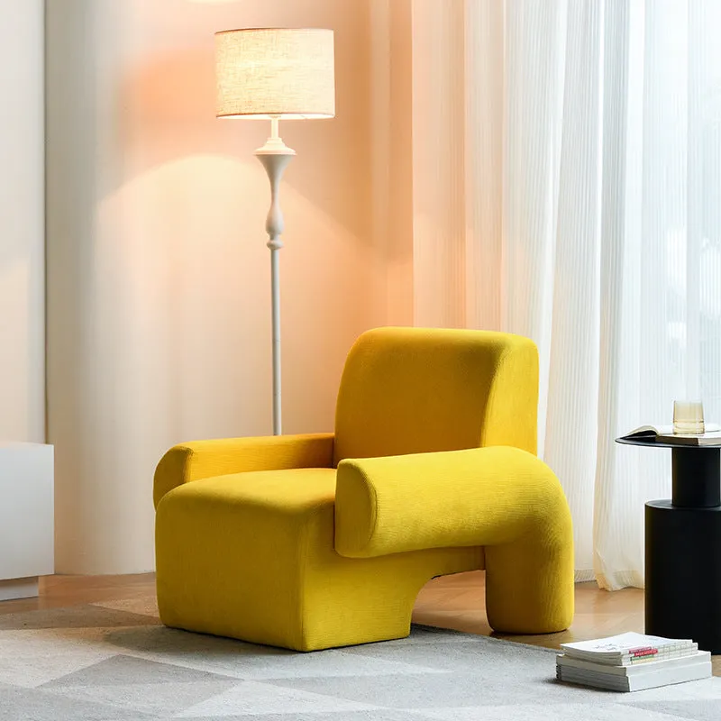 Nordic single sofa chair with black and off-white teddy fabric upholstery, solid wood frame, dimensions 90x87x75cm
