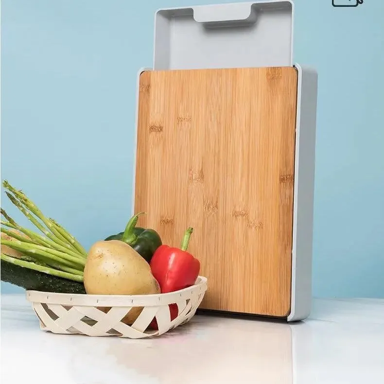 Large square bamboo cutting board measuring 32.5 by 24.5 by 4.8 cm for chopping
