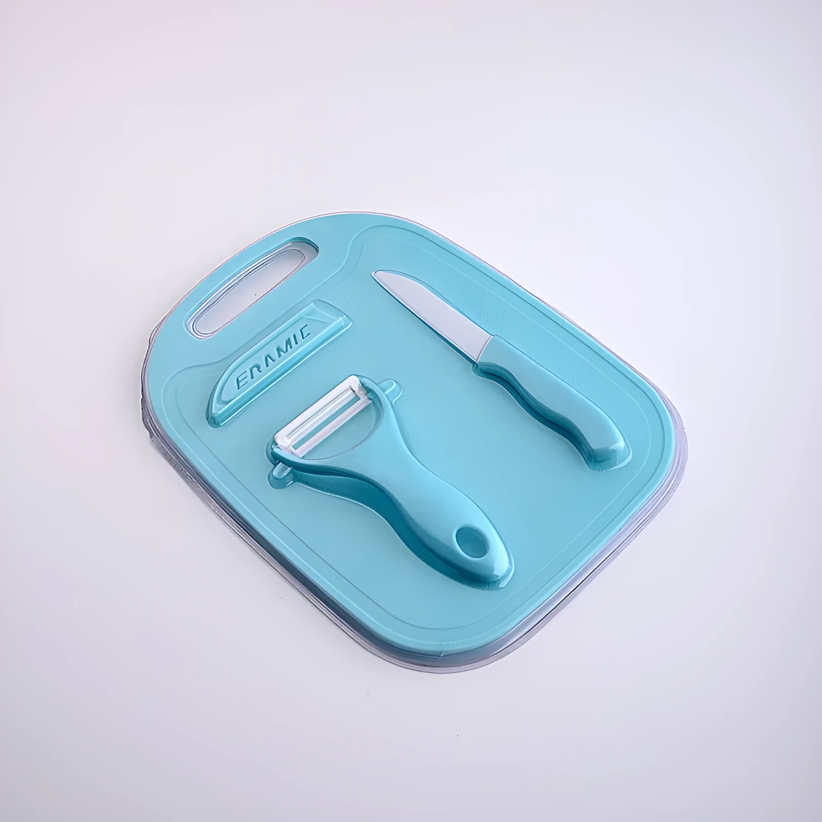 Multipurpose kitchen tool set with PP silicone handle and 3CR14 steel blade in blue colour