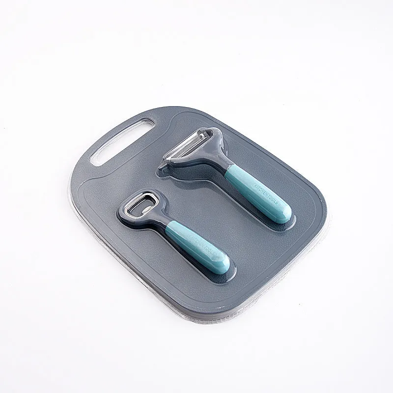 Multipurpose kitchen tool set with PP silicone handle and 3CR14 steel blade in blue colour