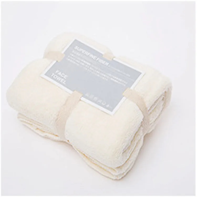 Soft yoga towel in light purple colour measuring 34x80cm, superfine fibre material