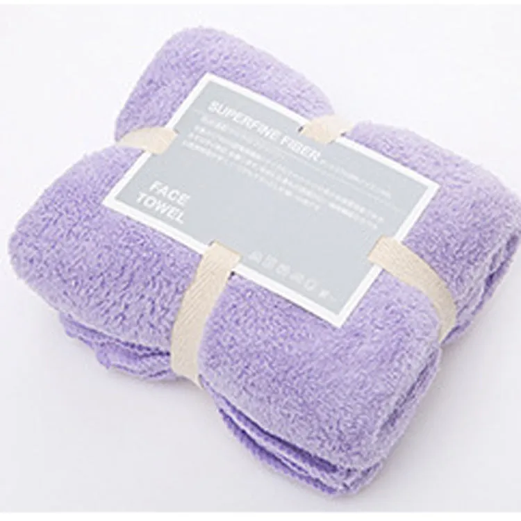 Soft yoga towel in light purple colour measuring 34x80cm, superfine fibre material