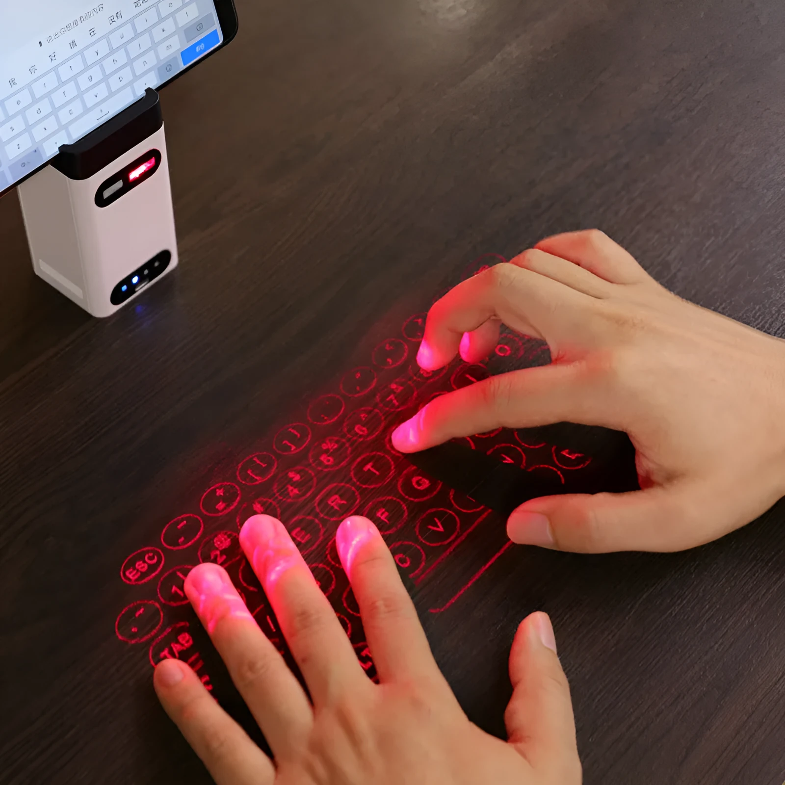 Wireless projection virtual keyboard and mouse with 78 keys and seven-color backlight on desk