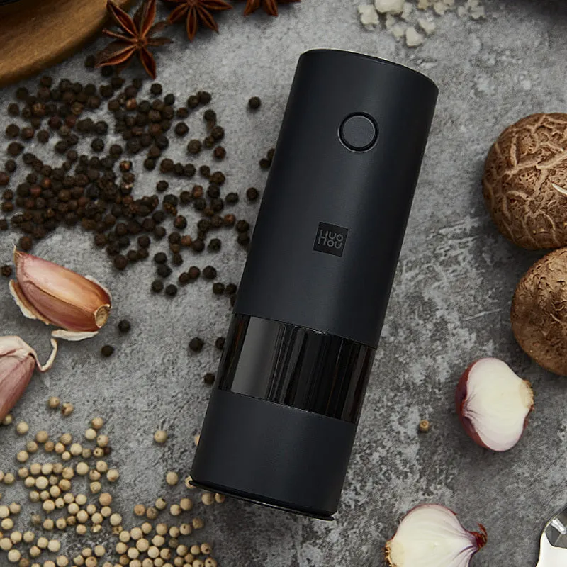 Electric grinder in black with ceramic mechanism, 51.5×157mm, for black pepper and sea salt