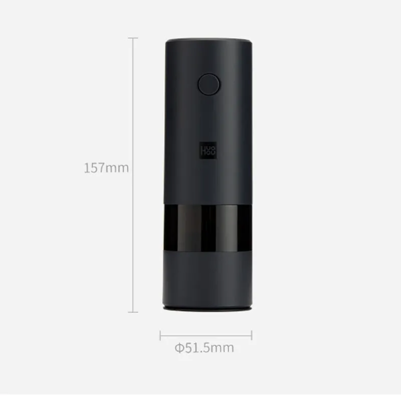 Electric grinder in black with ceramic mechanism, 51.5×157mm, for black pepper and sea salt