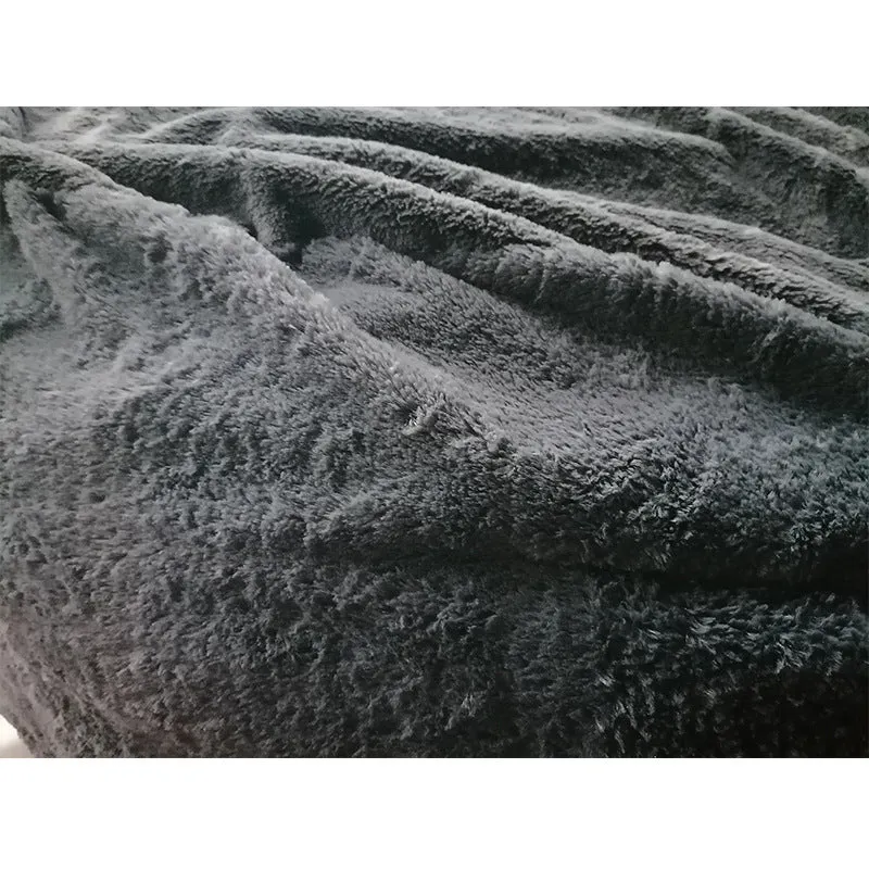 Fabric bean bag sofa cover for three-seater foam furniture in PV velvet grey blue