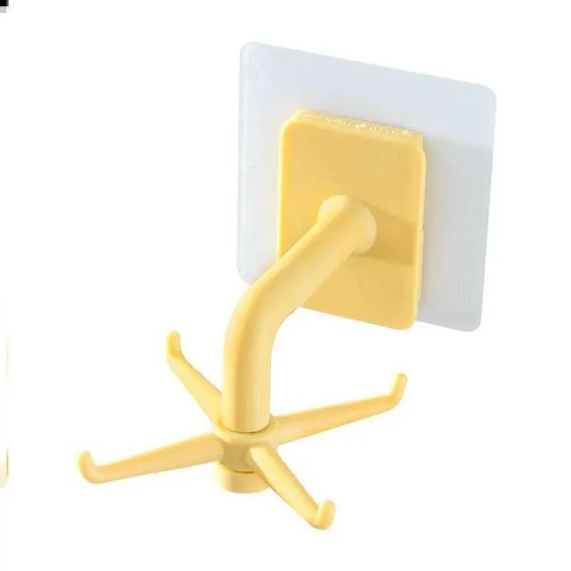 Plastic 6-hook kitchen utensil rack in Nordic style with inverted hooks, colour black