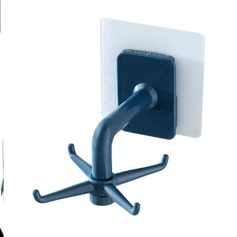 Plastic 6-hook kitchen utensil rack in Nordic style with inverted hooks, colour black