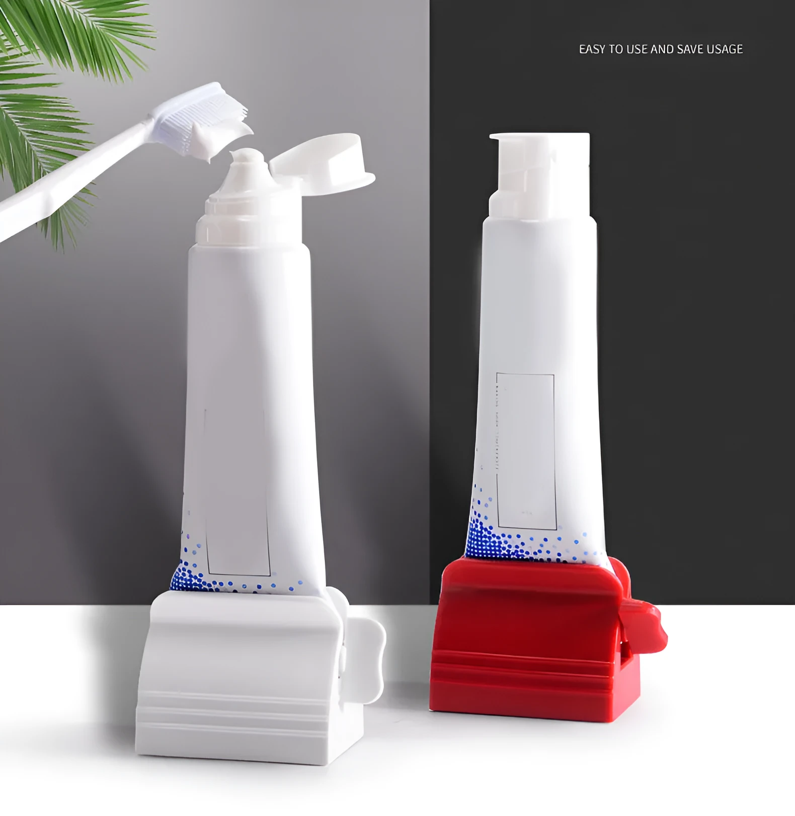 Large white ABS plastic toothpaste squeezer with red accents, used to squeeze toothpaste tubes flat