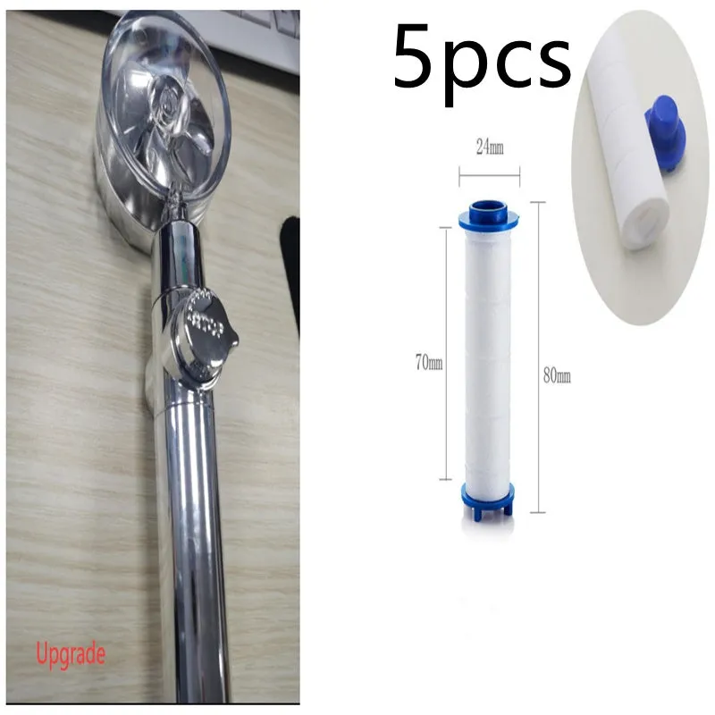 Turbo propeller shower head in gold with holder, ABS material, high-pressure rainfall design