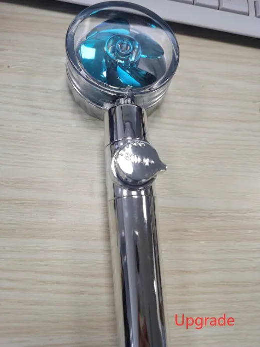 Turbo propeller shower head in gold with holder, ABS material, high-pressure rainfall design