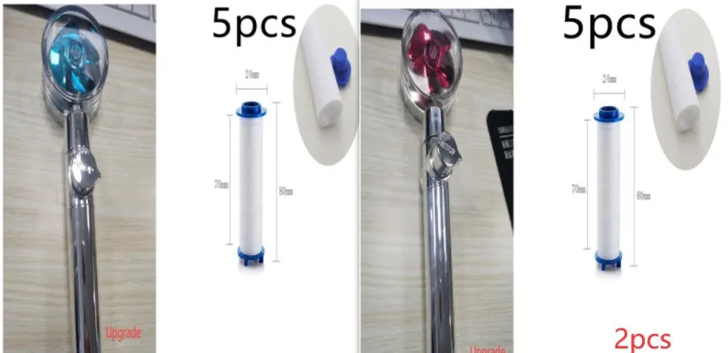 Turbo propeller shower head in gold with holder, ABS material, high-pressure rainfall design