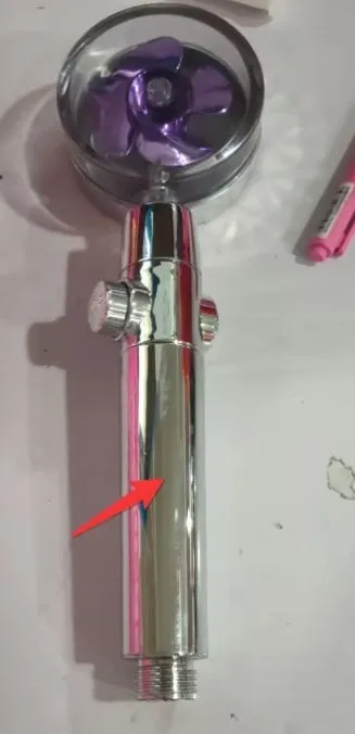Turbo propeller shower head in gold with holder, ABS material, high-pressure rainfall design