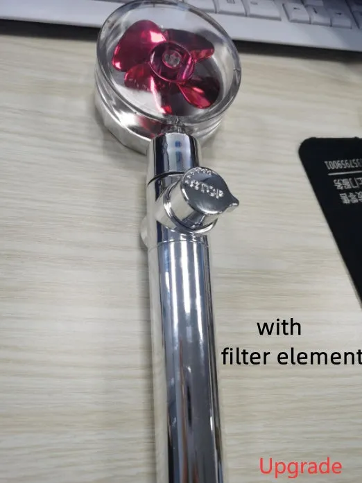 Turbo propeller shower head in gold with holder, ABS material, high-pressure rainfall design