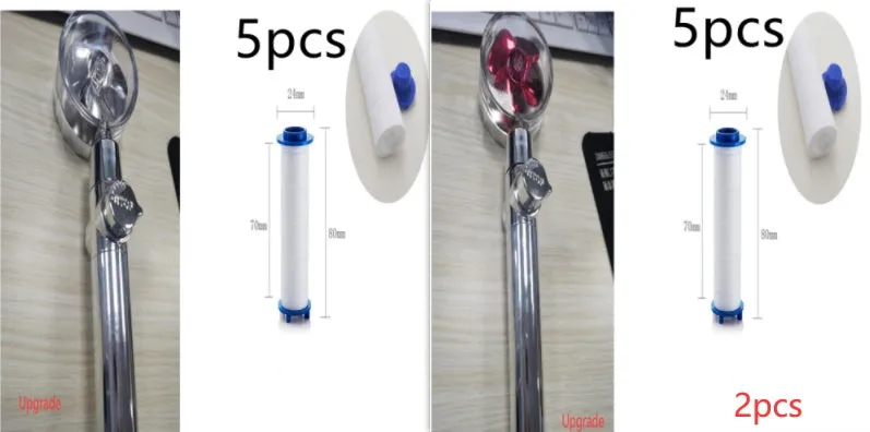 Turbo propeller shower head in gold with holder, ABS material, high-pressure rainfall design