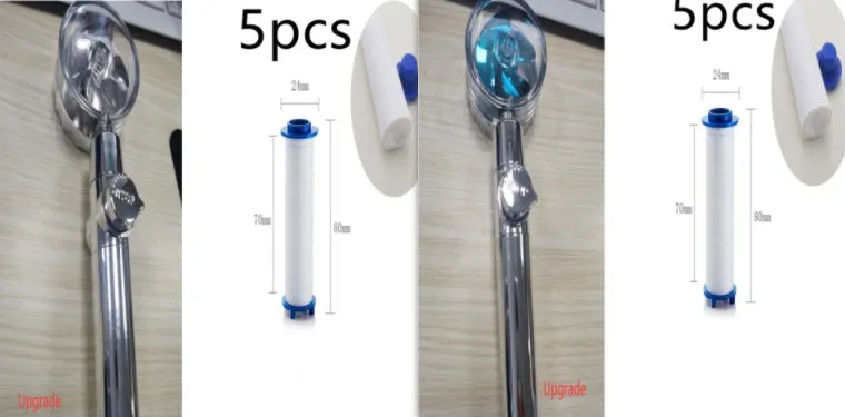Turbo propeller shower head in gold with holder, ABS material, high-pressure rainfall design